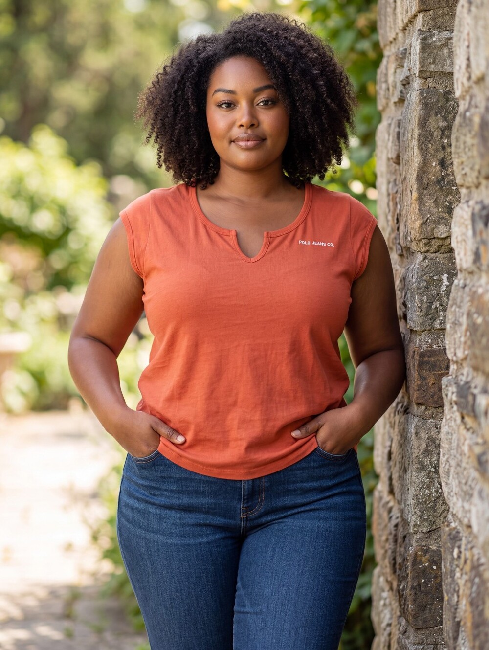 Polo Jeans Co. Ralph Lauren Women's XL Orange Cap-Sleeve Tee